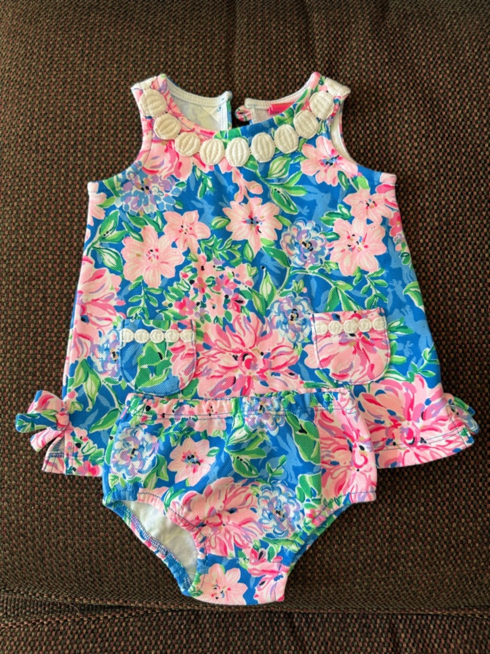 Lilly Pulitzer Blue & Pink Floral Sleeveless Dress Set